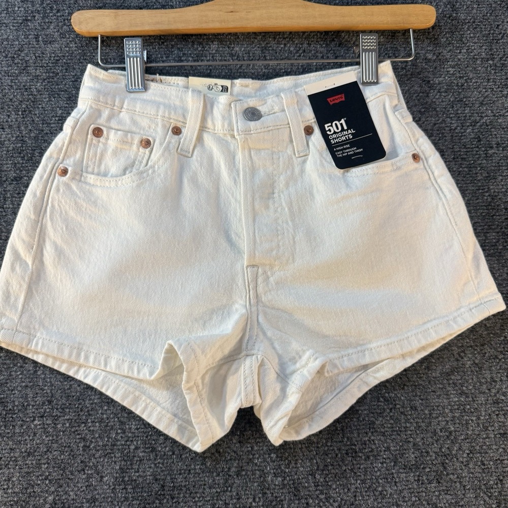 Levi's 501 Original Shorts Womens 23 White High Rise Denim NWT Button Fly